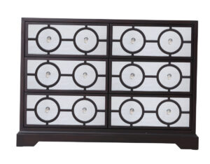 48 in. mirrored six drawer cabinet in dark walnut