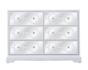 48 in. mirrored six drawer cabinet in white