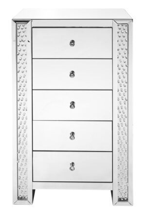 29 inch Crystal five drawers Chest In Clear Mirror Finish