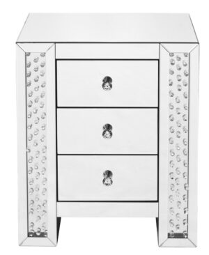 22 inch Crystal three drawers end Table in Clear Mirror Finish