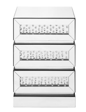 18 inch Crystal three drawers end Table in Clear Mirror Finish