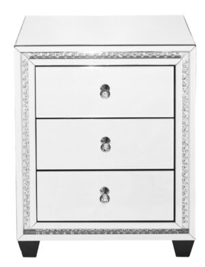 22 inch Crystal three drawers end Table in Clear Mirror Finish