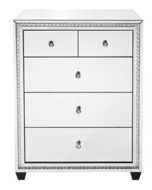 31.5 inch Crystal five drawers Cabinet in Clear Mirror Finish