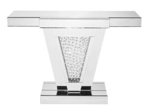 47 inch Rectangle Crystal Console Table in Clear Mirror Finish