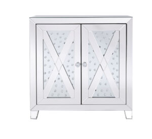 28 in clear crystal mirrored two door cabinet