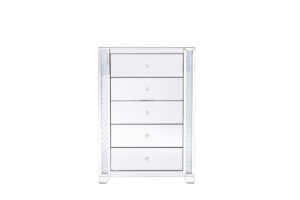 34 in. clear crystal mirrored five drawer cabinet