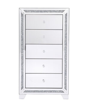 25.5 in. crystal mirrored 5 drawer cabinet