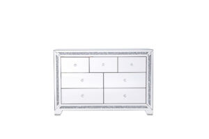 47 in.Silver crystal mirrored 7 drawer cabinet