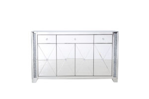 60 in silver crystal mirrored credenza