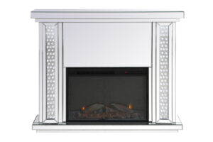 Raiden 47 inch LED mirrored mantle with wood fireplace