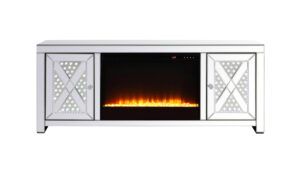 Raiden 59 inch LED mirrored tv cabinet with crystal fireplace