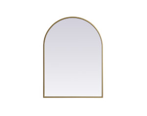 Metal Frame Arch Mirror 22x30 Inch in Brass