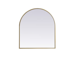 Metal Frame Arch Mirror 27x30 Inch in Brass