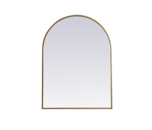 Metal Frame Arch Mirror 27x36 Inch in Brass