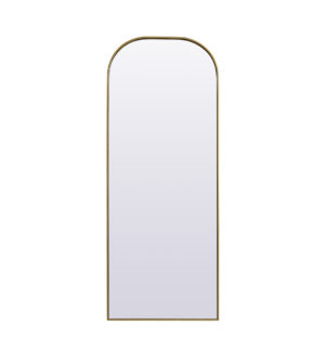 Metal Frame Arch Full Length Mirror 28x74 Inch in Brass
