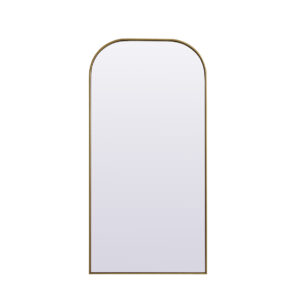 Metal Frame Arch Full Length Mirror 32x66 Inch in Brass