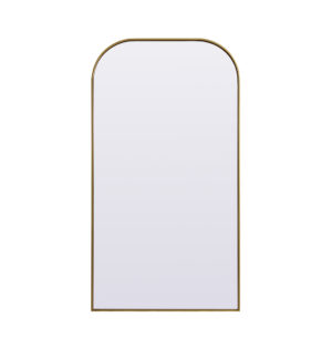 Metal Frame Arch Full Length Mirror 35x66 Inch in Brass