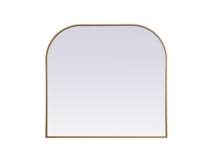 Metal Frame Arch Mirror 40x38 Inch in Brass