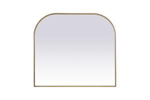 Metal Frame Arch Mirror 42x38 Inch in Brass