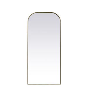 Metal Frame Arch Full Length Mirror 32x76 Inch in Brass