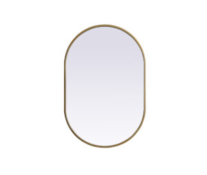 Metal Frame Oval Mirror 20x30 Inch in Brass