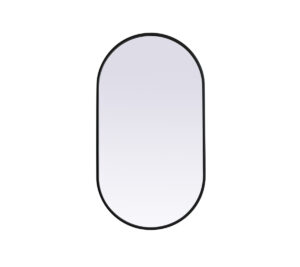 Metal Frame Oval Mirror 20x36 Inch in Black