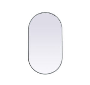 Metal Frame Oval Mirror 20x36 Inch in Silver