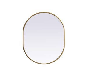 Metal Frame Oval Mirror 24x30 Inch in Brass