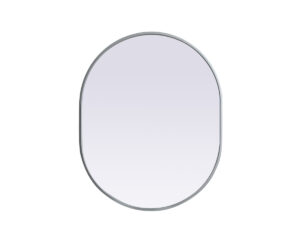 Metal Frame Oval Mirror 24x30 Inch in Silver