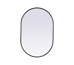 Metal Frame Oval Mirror 24x36 Inch in Black