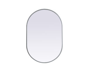 Metal Frame Oval Mirror 24x36 Inch in Silver