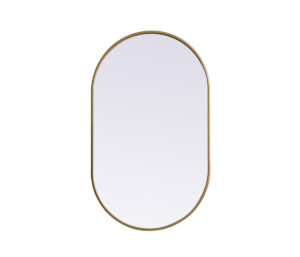 Metal Frame Oval Mirror 24x40 Inch in Brass