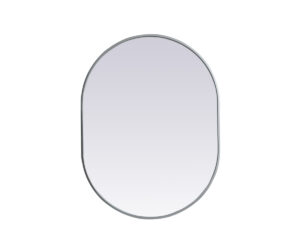 Metal Frame Oval Mirror 27x36 Inch in Silver