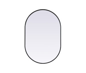 Metal Frame Oval Mirror 27x40 Inch in Black