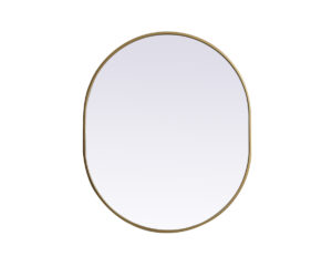 Metal Frame Oval Mirror 30x36 Inch in Brass
