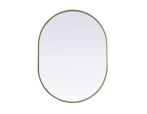 Metal Frame Oval Mirror 30x40 Inch in Brass