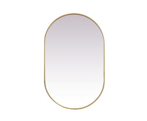 Metal Frame Oval Mirror 30x48 Inch in Brass