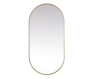Metal Frame Oval Mirror 36x72 Inch in Brass