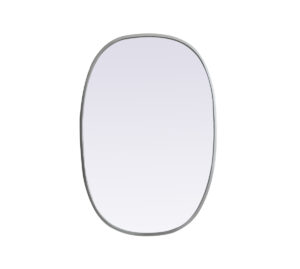 Metal Frame Oval Mirror 20x30 Inch in Silver