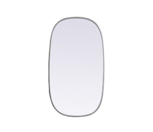 Metal Frame Oval Mirror 20x36 Inch in Silver