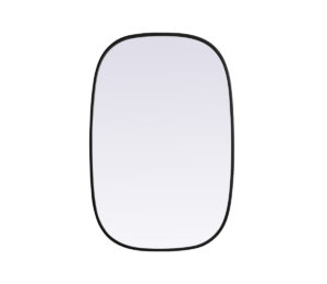Metal Frame Oval Mirror 24x36 Inch in Black