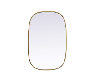Metal Frame Oval Mirror 24x36 Inch in Brass