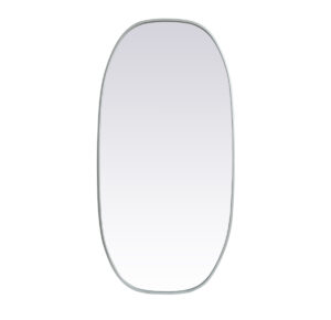Metal Frame Oval Mirror 24x48 Inch in Silver