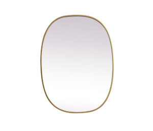 Metal Frame Oval Mirror 27x36 Inch in Brass