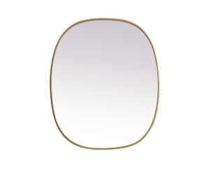 Metal Frame Oval Mirror 30x36 Inch in Brass