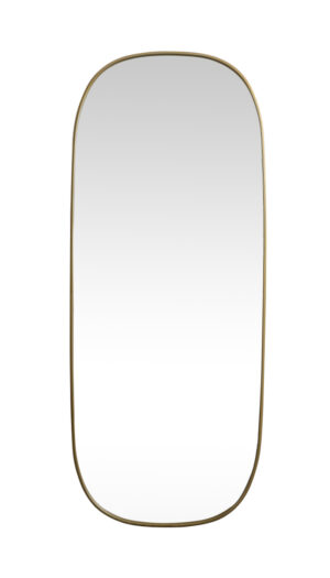 Metal Frame Oval Mirror 30x72 Inch in Brass