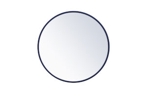 Metal frame round mirror 24 inch Blue