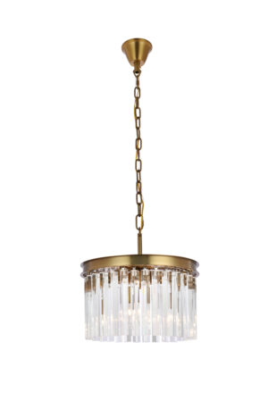 Sydney 16 inch round crystal pendant in satin gold