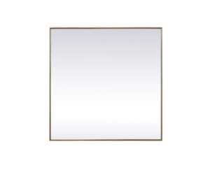 Metal Frame Square Mirror 42 inch in Brass