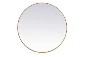 Metal frame round mirror 39 inch in Brass